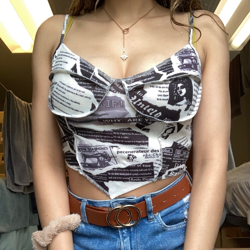 Newspaper print crop top